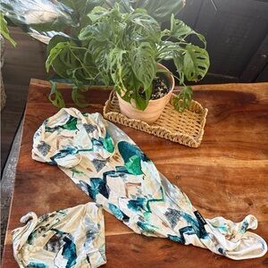 Kids knotted milk snob Sleep Sack - Green and White mountains